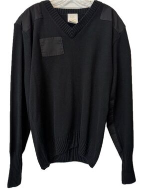 Military Equipment Corp. of America Black Commando Sweater LG V-Neck Tactical